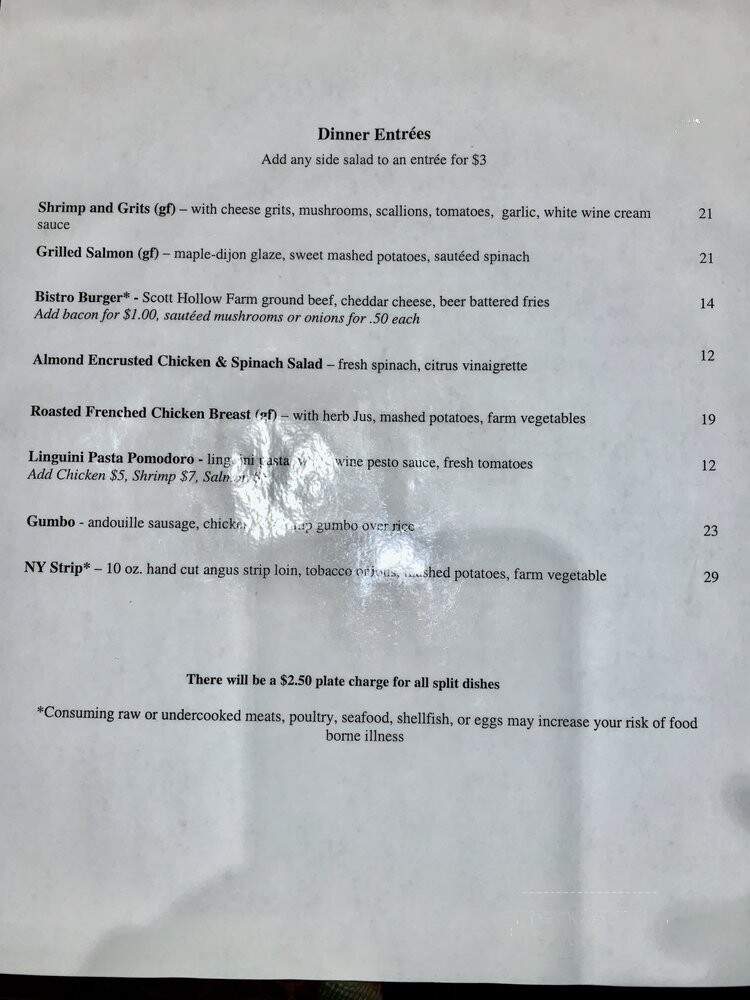 Bistro On Main - Lexington, VA menu_pic