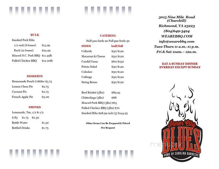 Carolina Bar B Que - Richmond, VA menu_pic