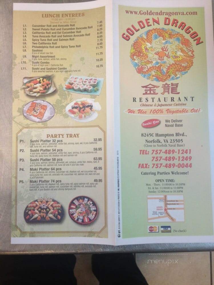 Golden Dragon Restaurant - Norfolk, VA menu_pic