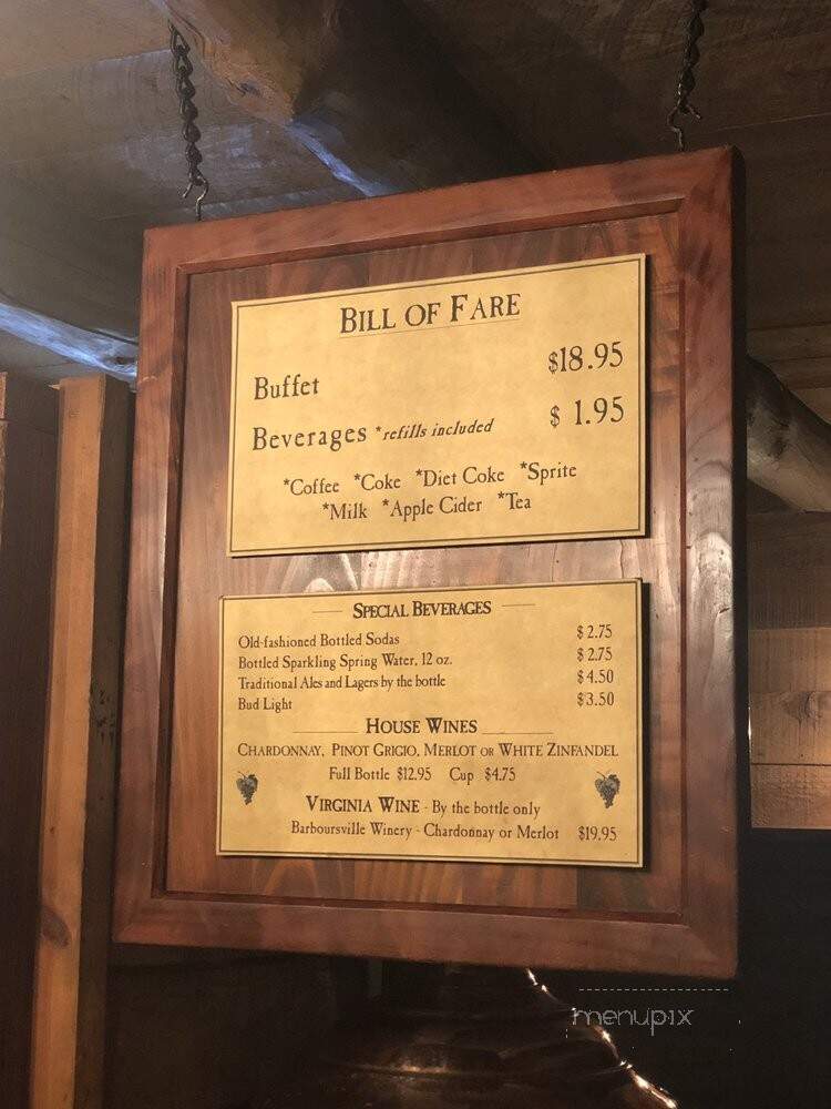 Historic Michie Tavern - Charlottesville, VA menu_pic