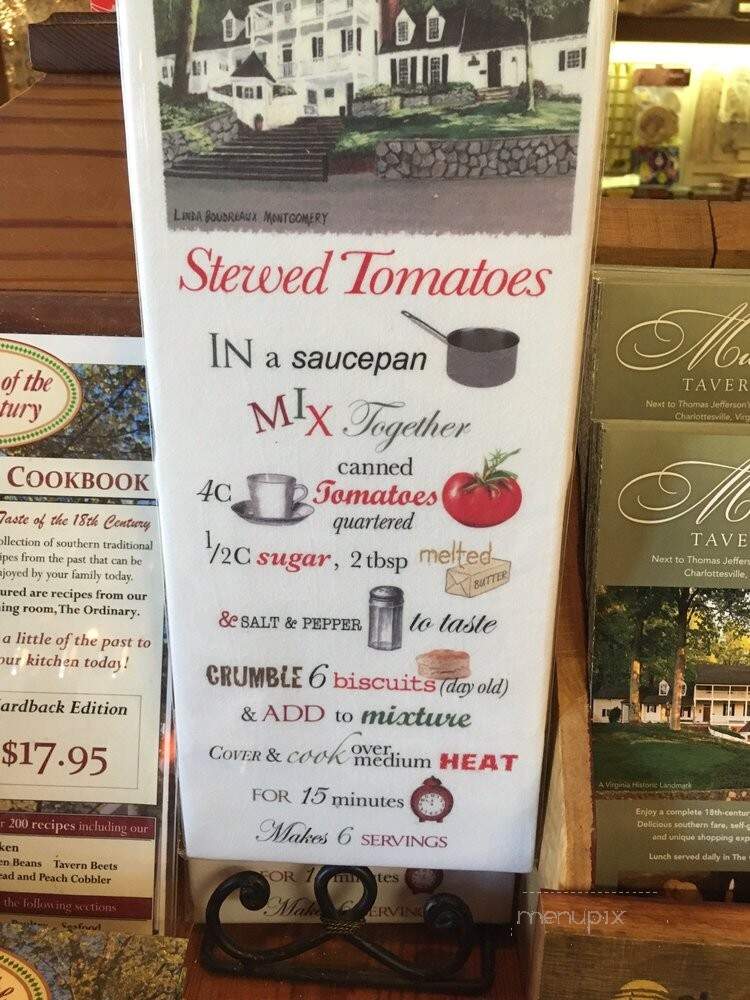 Historic Michie Tavern - Charlottesville, VA menu_pic