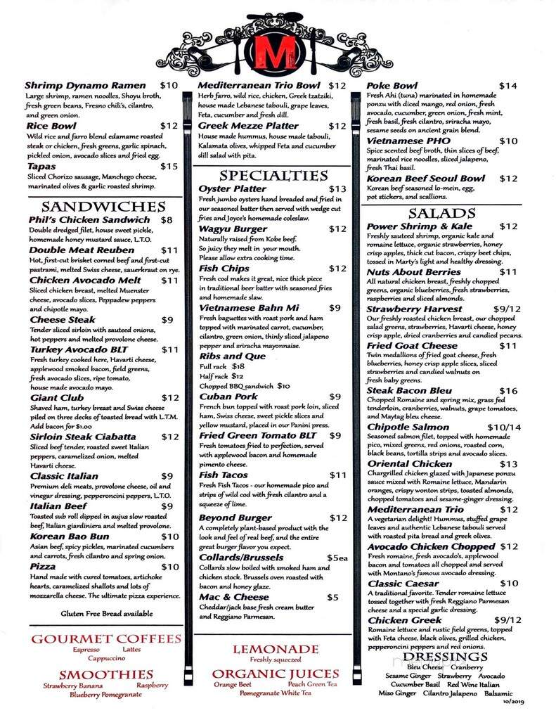 Montano's International Restaurant - Roanoke, VA menu_pic