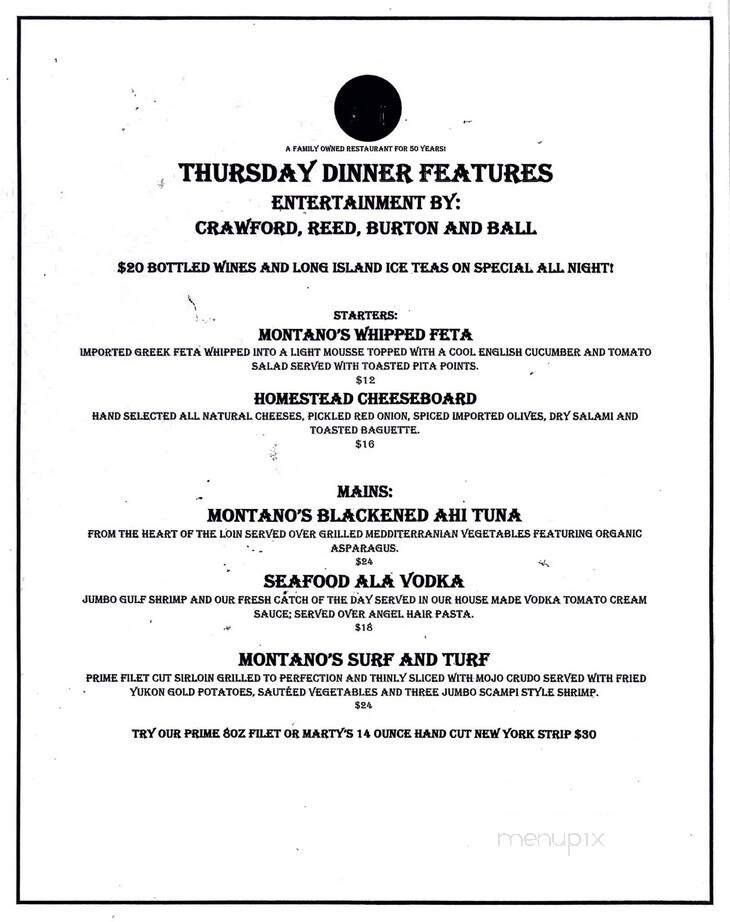 Montano's International Restaurant - Roanoke, VA menu_pic