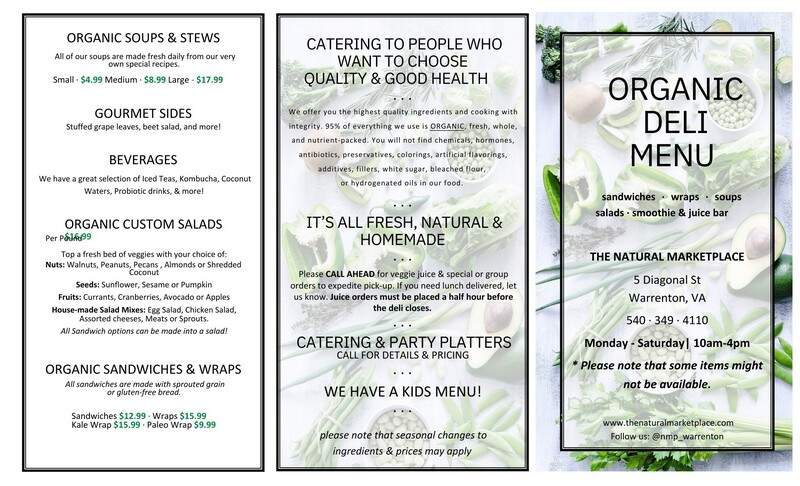 Natural Marketplace - Warrenton, VA menu_pic