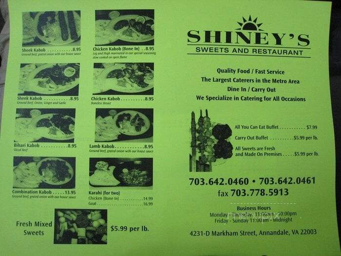 Shiney Sweet Delicacies - Annandale, VA menu_pic