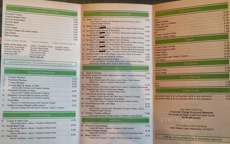 Sophia's Deli - Alexandria, VA menu_pic