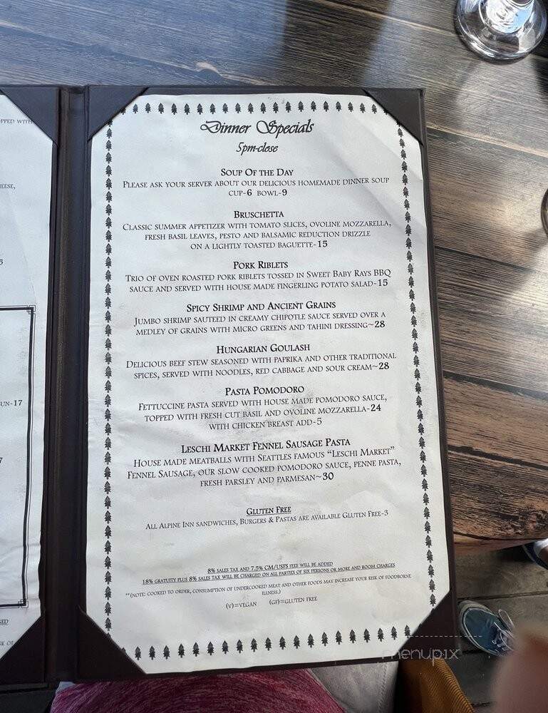 Alpine Inn Restaurant - Enumclaw, WA menu_pic