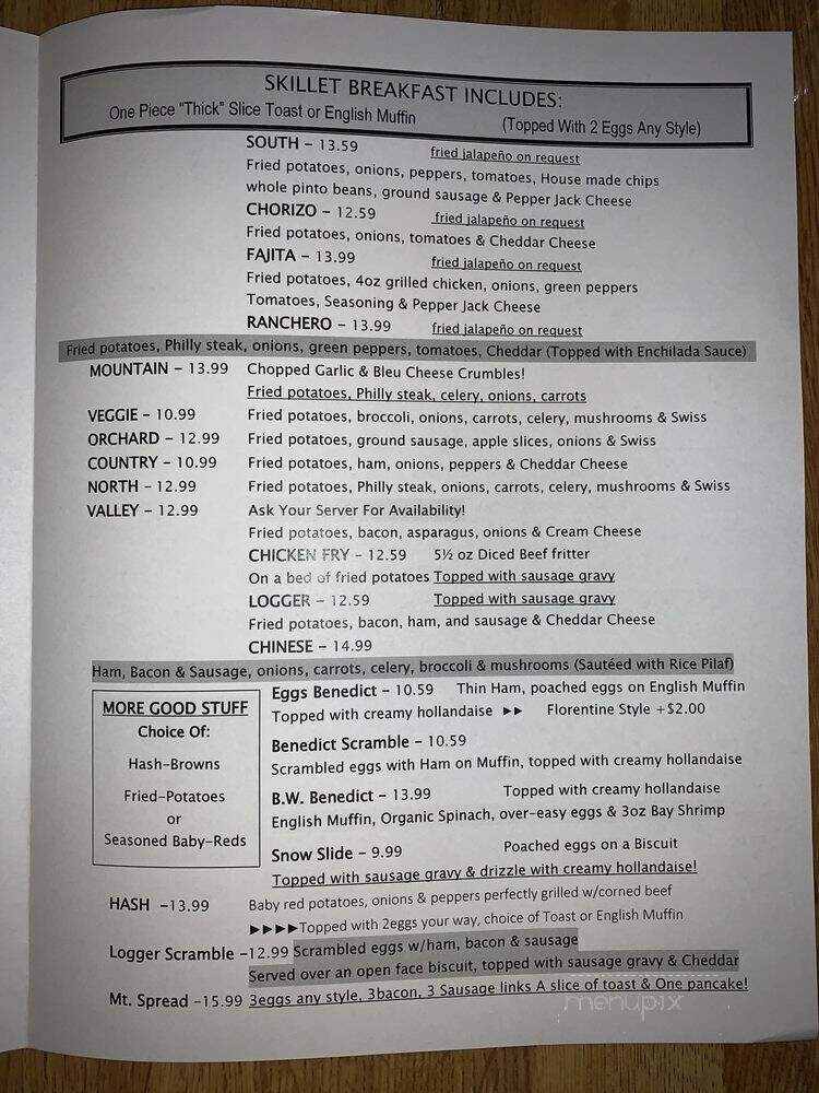 Backwoods Country Fare Cafe - Yakima, WA menu_pic