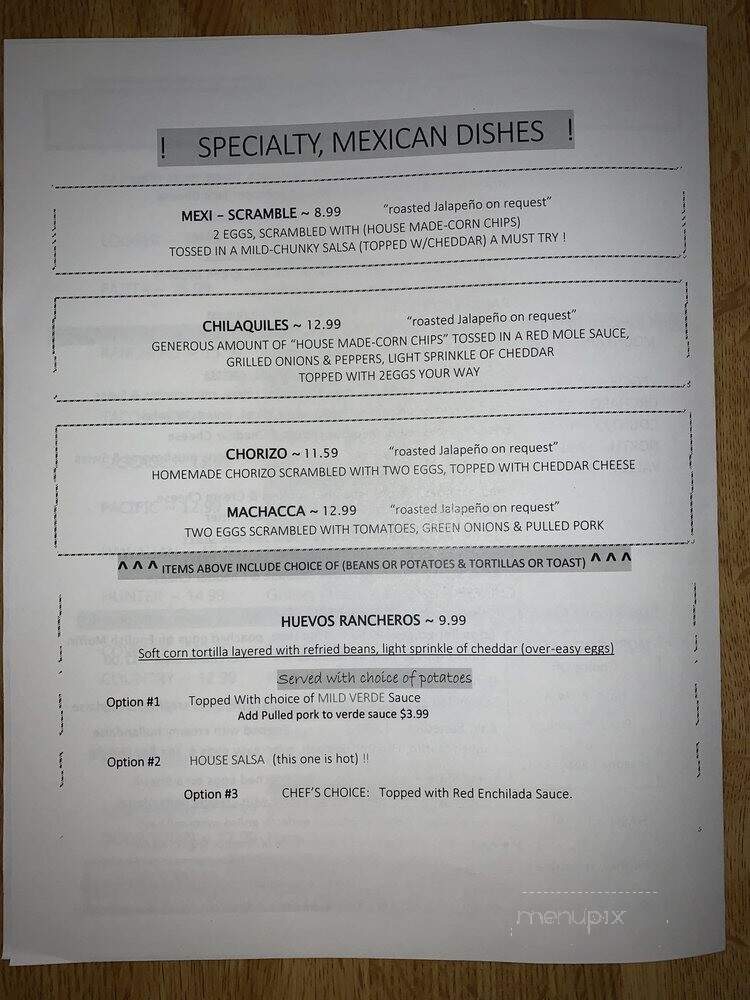 Backwoods Country Fare Cafe - Yakima, WA menu_pic
