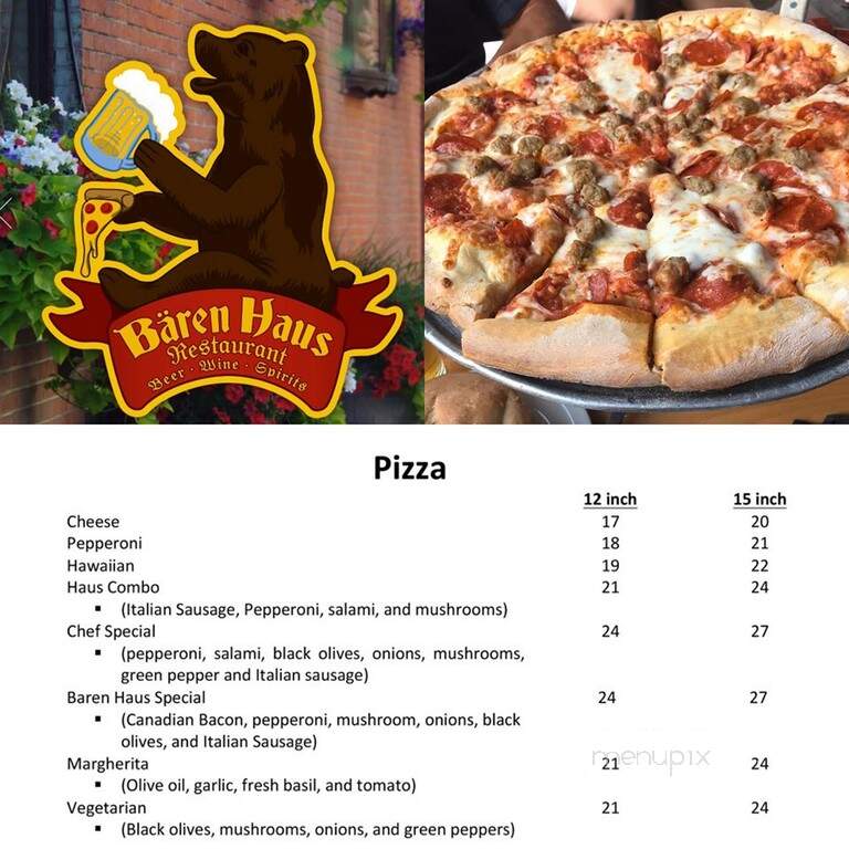 Baren Haus - Leavenworth, WA menu_pic