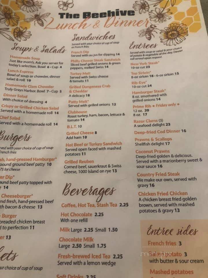 Bee Hive Restaurant - Montesano, WA menu_pic
