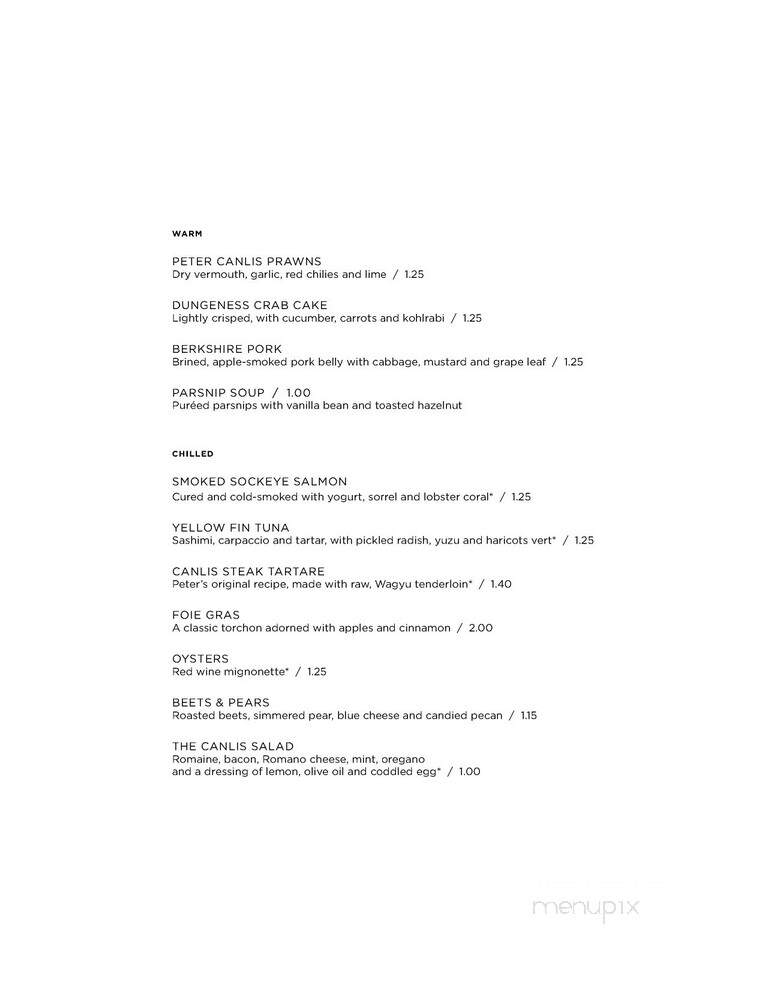 Canlis Restaurant - Seattle, WA menu_pic