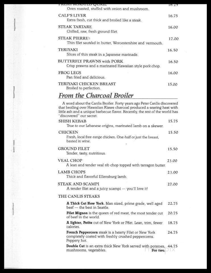 Canlis Restaurant - Seattle, WA menu_pic