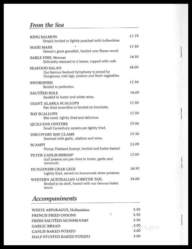 Canlis Restaurant - Seattle, WA menu_pic