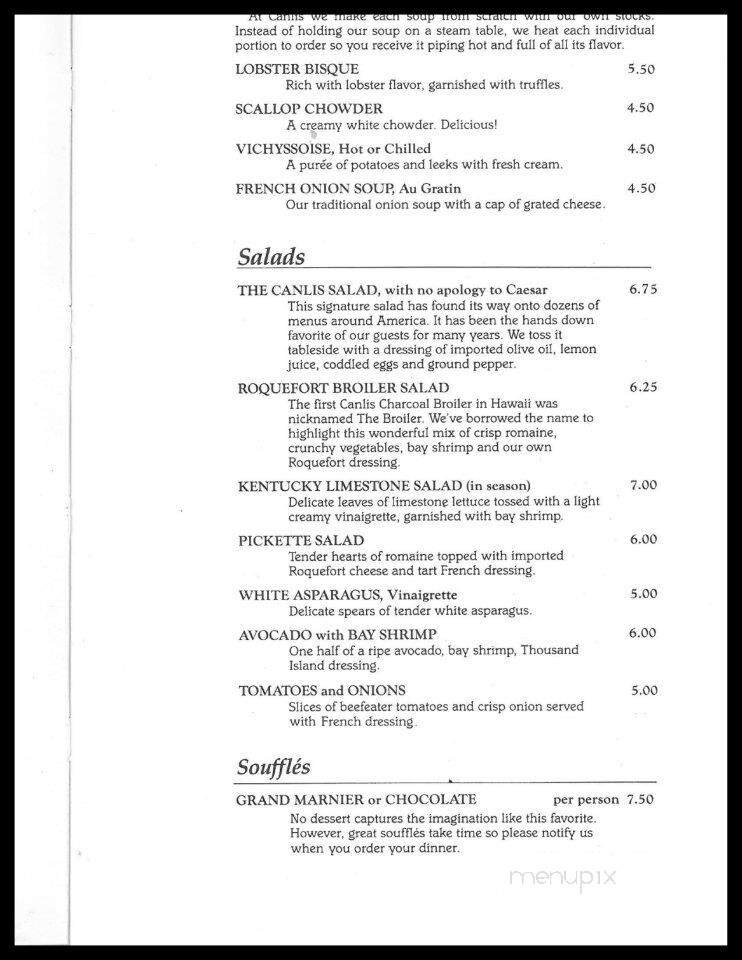 Canlis Restaurant - Seattle, WA menu_pic