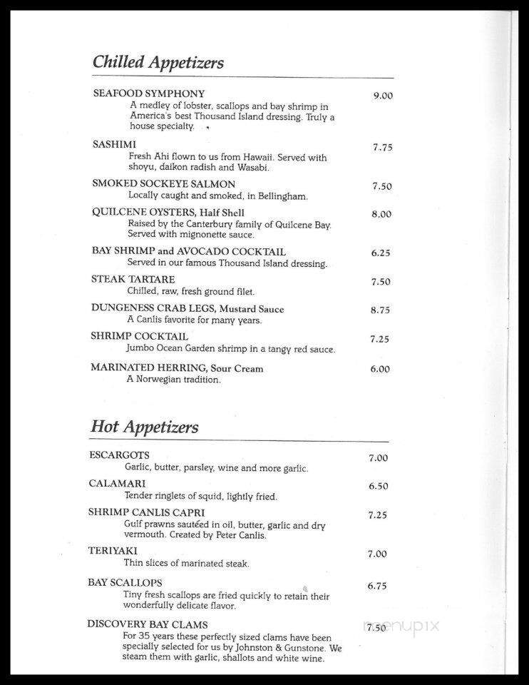 Canlis Restaurant - Seattle, WA menu_pic