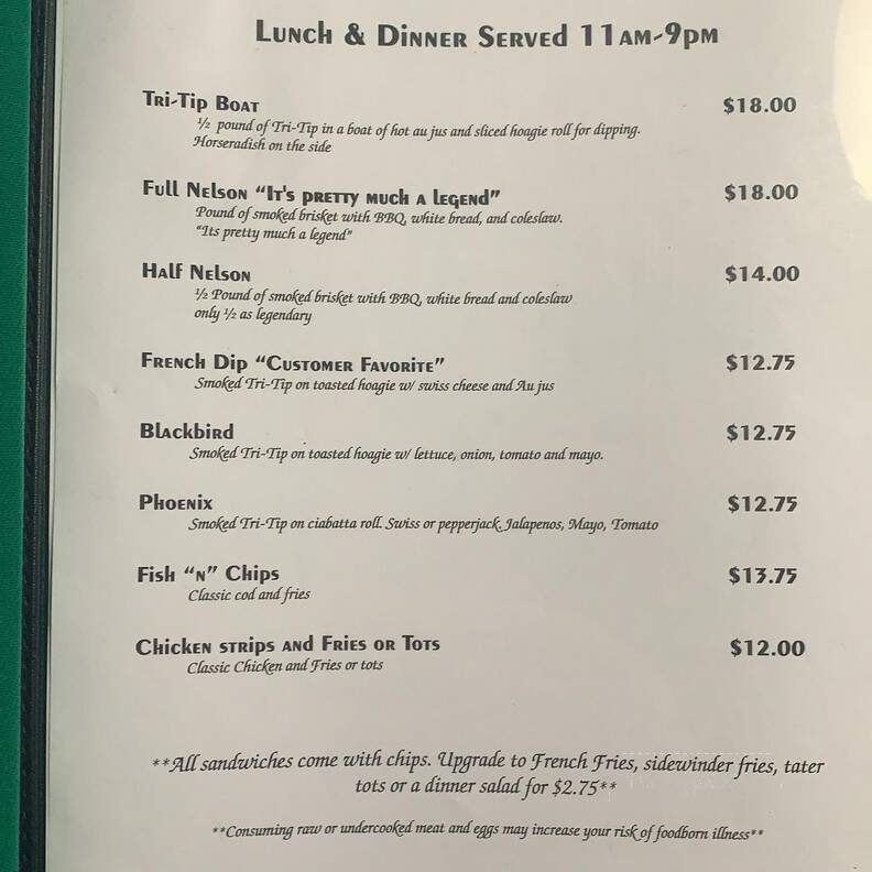Club Crow - Cashmere, WA menu_pic