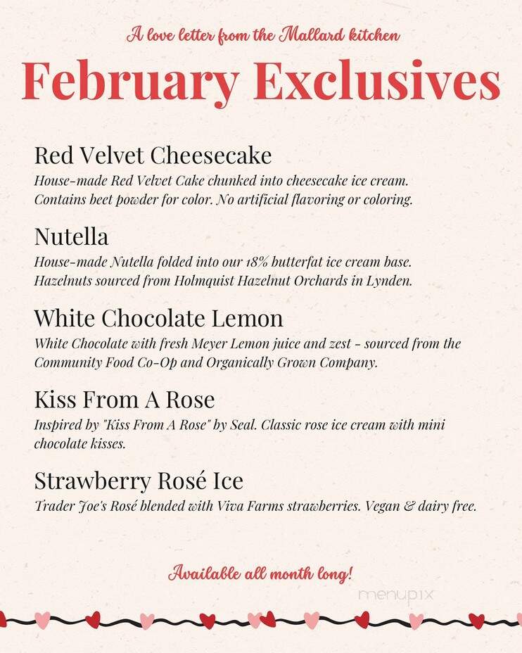 Mallard Ice Cream & Cafe - Bellingham, WA menu_pic