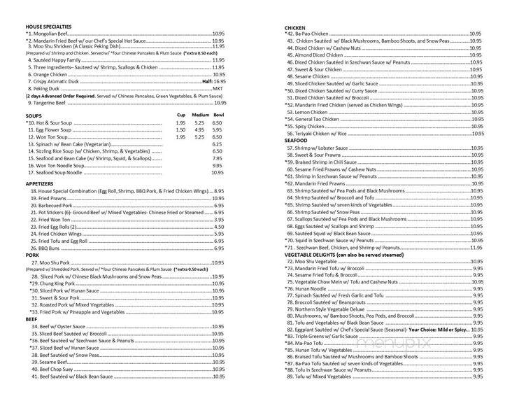 New Peking - Bellingham, WA menu_pic