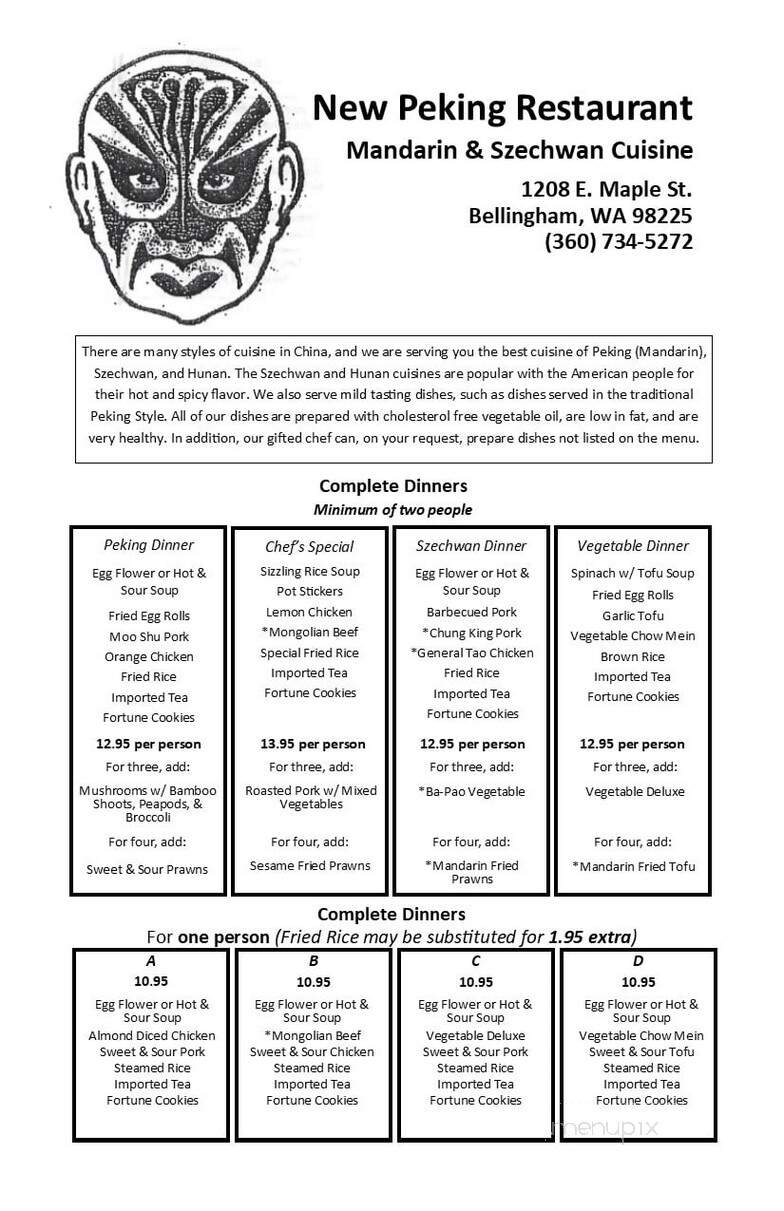 New Peking - Bellingham, WA menu_pic