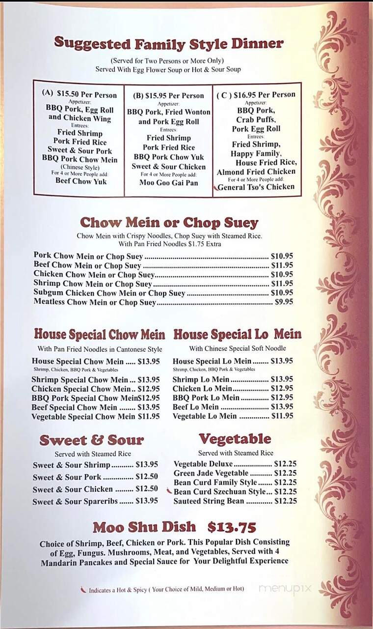 Shang Hi Restaurant - Kennewick, WA menu_pic