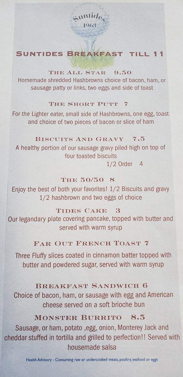Suntides Restaurant & Lounge - Yakima, WA menu_pic