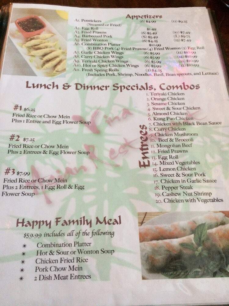Vina Asian Restaurant - Spokane, WA menu_pic