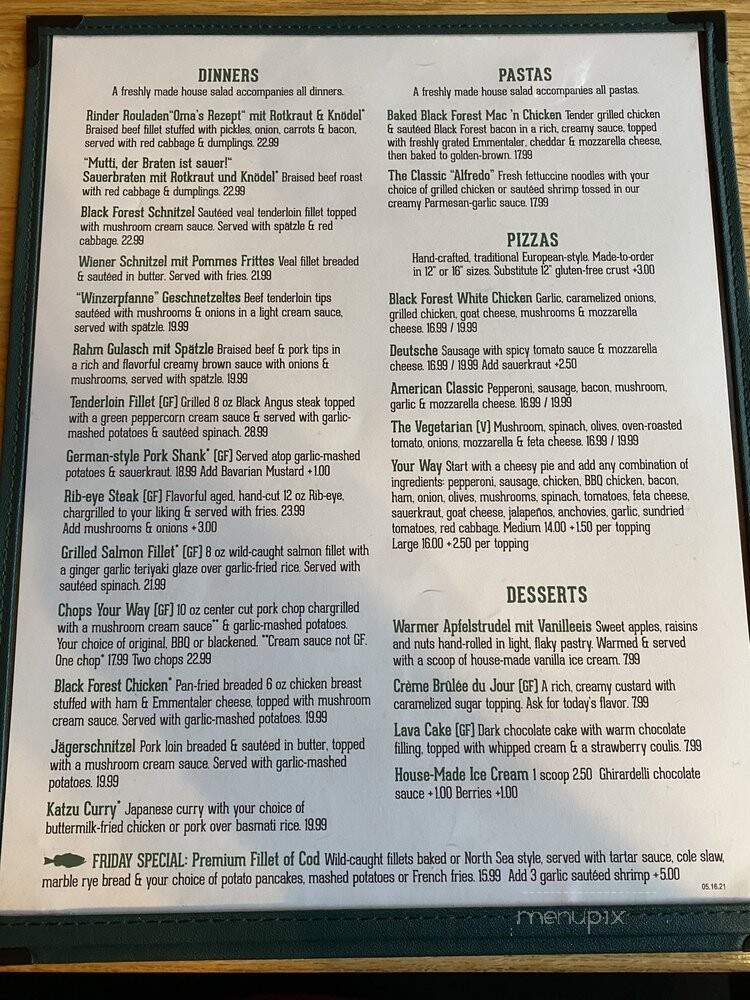 Black Forest Pub & Grille - Three Lakes, WI menu_pic