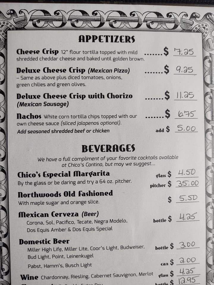 Chico's - Park Falls, WI menu_pic