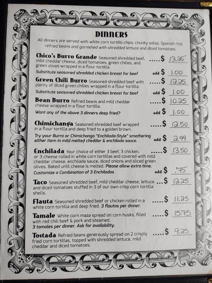 Chico's - Park Falls, WI menu_pic