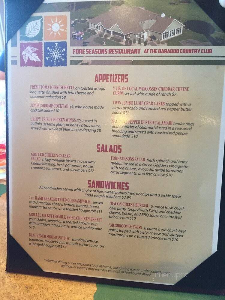 Fore Season Restaurant - Baraboo, WI menu_pic