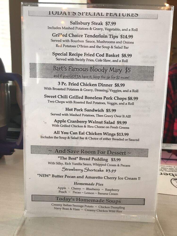 Huckleberry's Restaurant Gift - Prairie Du Chien, WI menu_pic