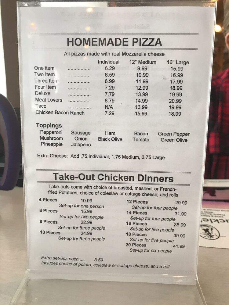 Huckleberry's Restaurant Gift - Prairie Du Chien, WI menu_pic