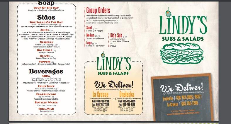Lindy's Subs & Salads - Onalaska, WI