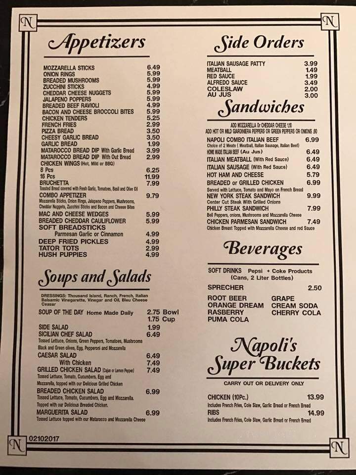 Napoli Pizza & Pasta - Union Grove, WI