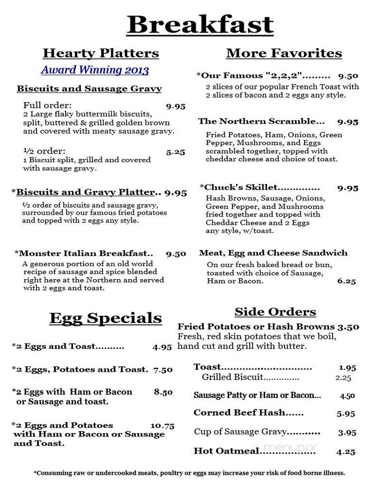 Northern Motel & Cafe - Woodruff, WI menu_pic
