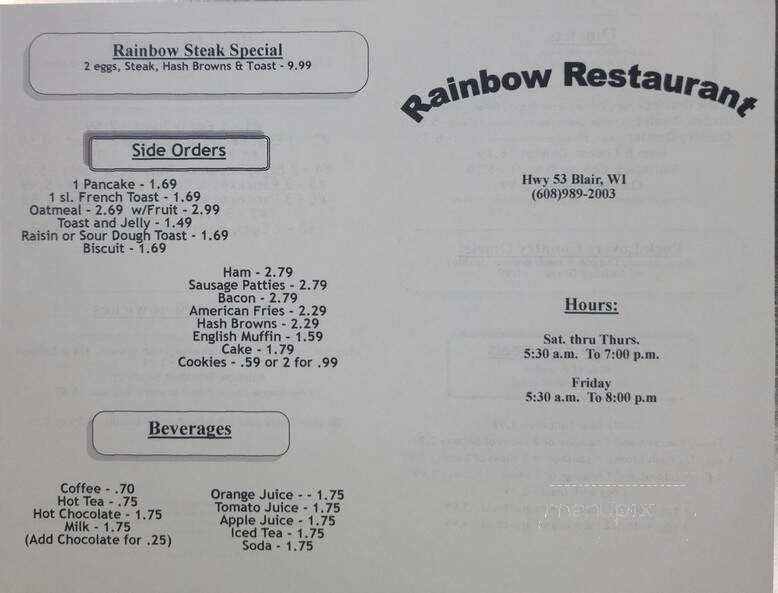 Rainbow Restaurant - Blair, WI
