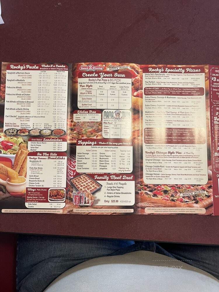 Rocky Rococo Pizza & Pasta - Wisconsin Rapids, WI menu_pic