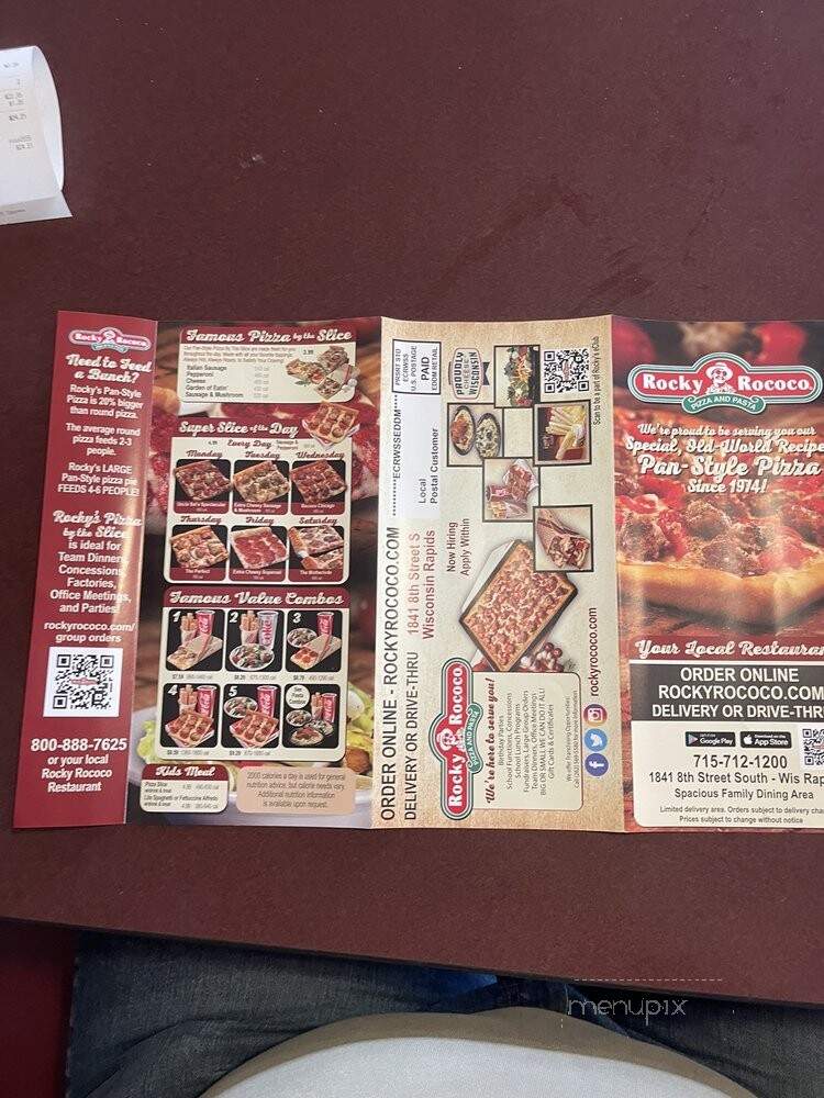 Rocky Rococo Pizza & Pasta - Wisconsin Rapids, WI menu_pic