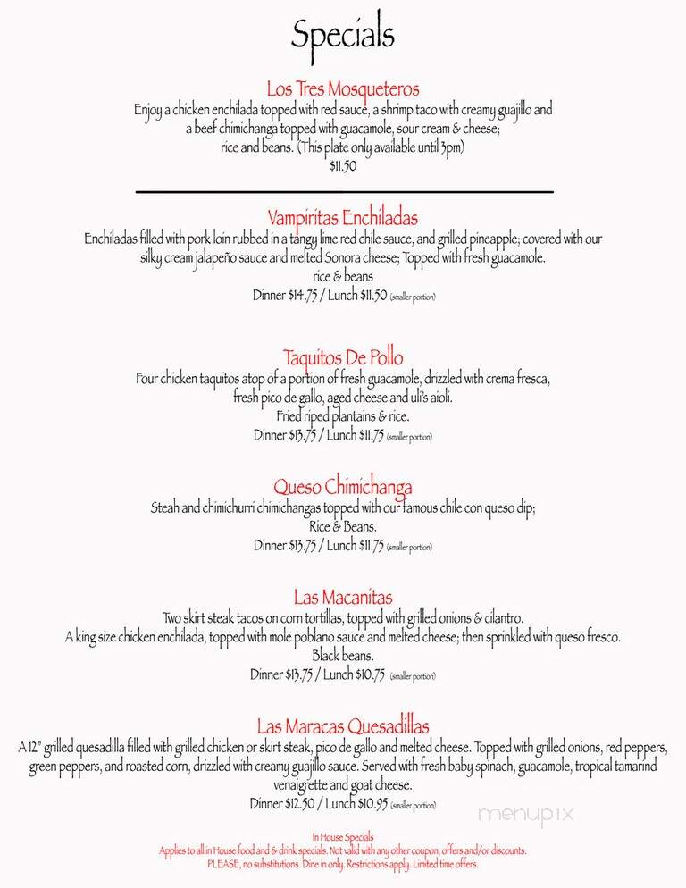 Senor Tomas Authentic Mexican - Hartland, WI menu_pic