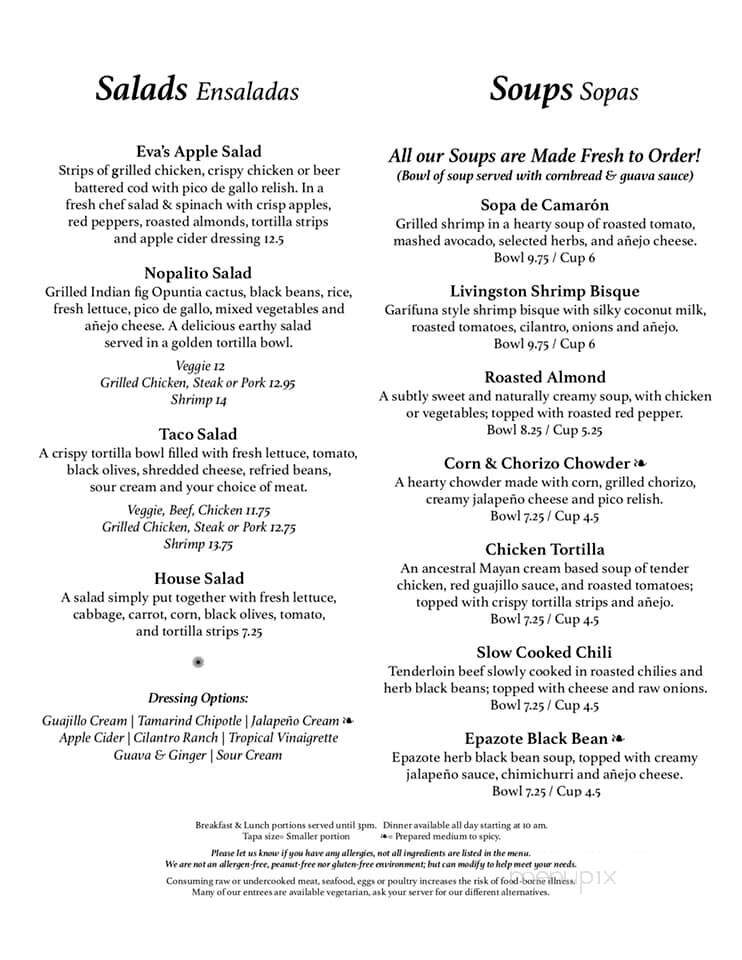 Senor Tomas Authentic Mexican - Hartland, WI menu_pic