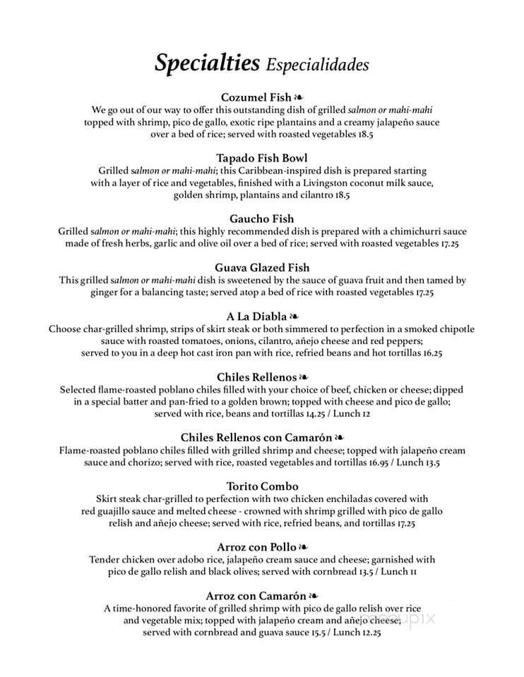 Senor Tomas Authentic Mexican - Hartland, WI menu_pic