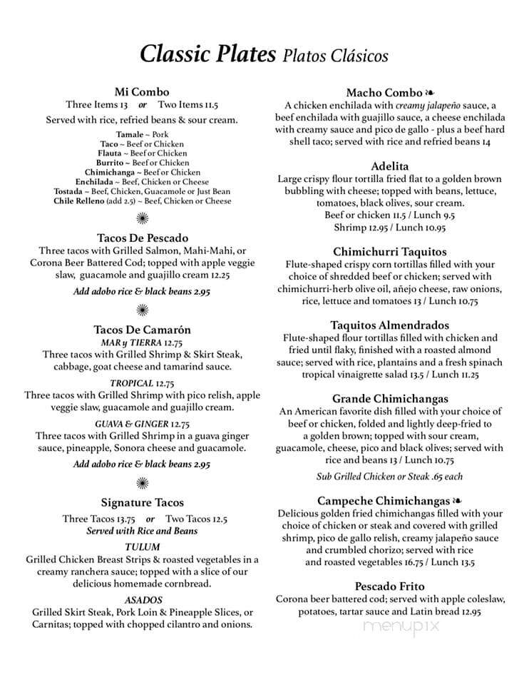 Senor Tomas Authentic Mexican - Hartland, WI menu_pic