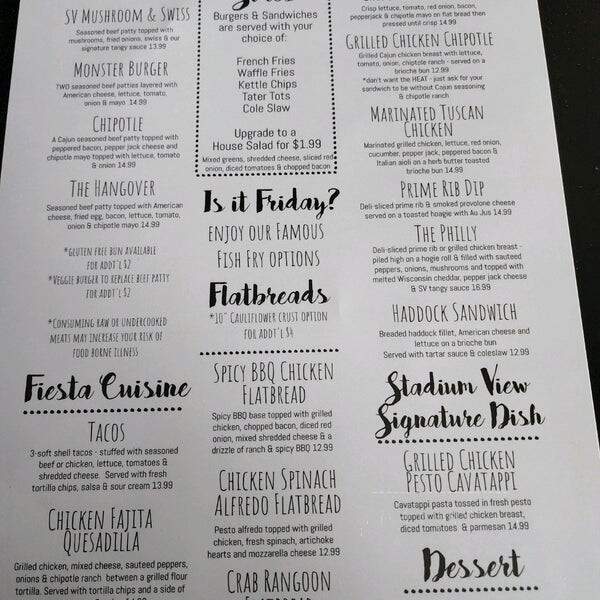 Stadium View Bar & Grill - Green Bay, WI menu_pic
