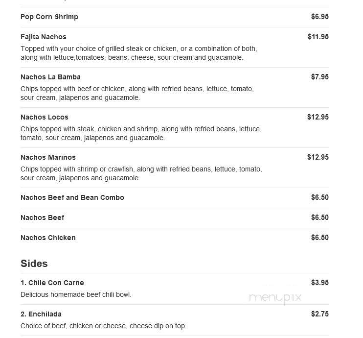 La Bamba Mexican Cafe - Dothan, AL menu_pic