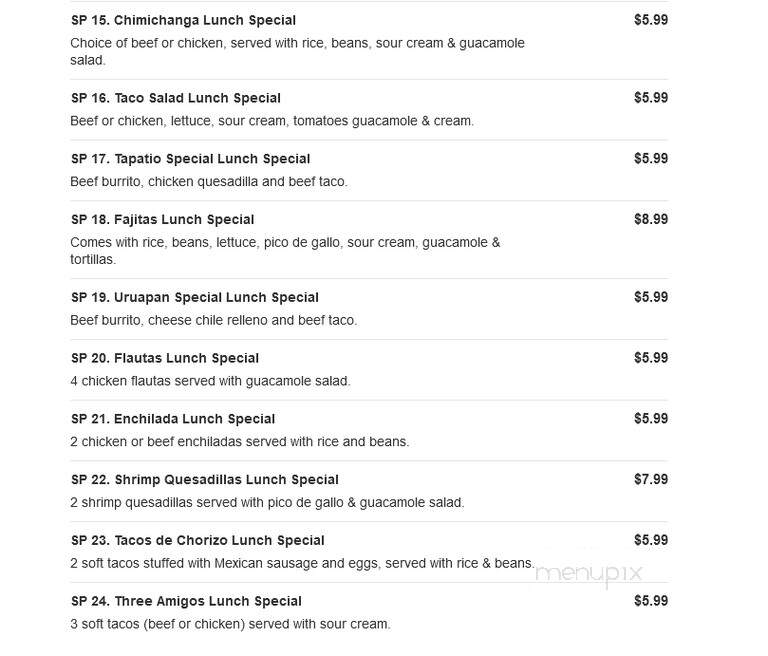 La Bamba Mexican Cafe - Dothan, AL menu_pic