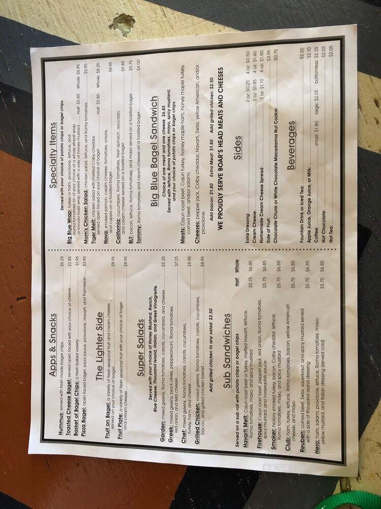 Big Blue Bagel & Deli - Auburn, AL menu_pic