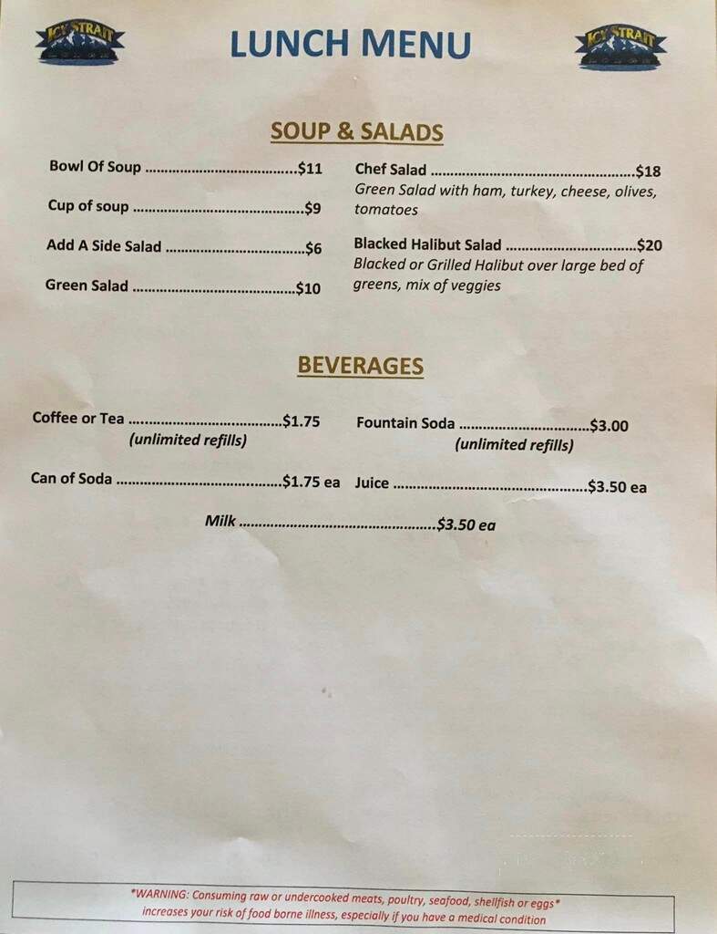 Icy Strait Lodge - Hoonah, AK menu_pic