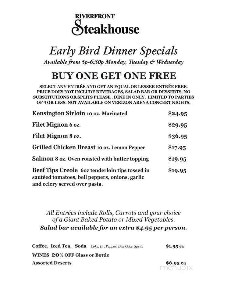 Riverfront Steakhouse - North Little Rock, AR menu_pic