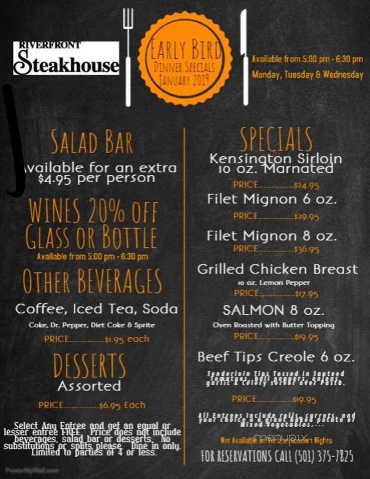 Riverfront Steakhouse - North Little Rock, AR menu_pic